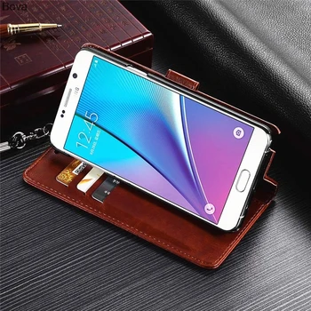 Držiteľa karty cover obal pre Samsung Galaxy Note 5 N9200 N920F kožené puzdro Pu Ochranné Flip Cover Retro závesu peňaženky