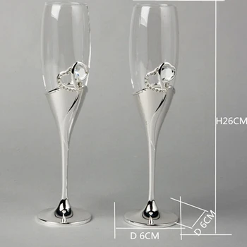 Nový príchod v Európskom štýle strieborné pozlátené kovové šampanské sklo, kov toast flauta pre svadby alebo oslavy použitie, poháre na víno