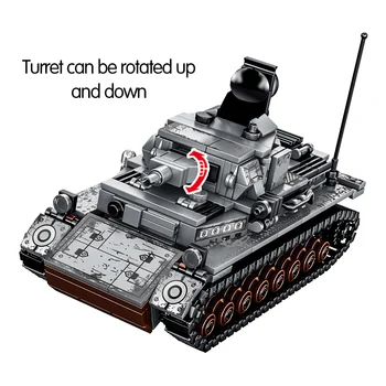 596PCS Mesto Diy Vojenské Stavebné Bloky Pre WW2 Ocele Ríše-nemčina IV Tank Soldier Údaje Tehly Hračky Pre Deti,