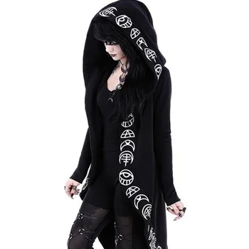 Witchcraft Ženy Dlhý Plášť s Kapucňou, Punk Mikina Poleron Mujer 2021 Harajuku Tmavé Goth Oblečenie Nepravidelný 5xl Plus Veľkosť Hoodie