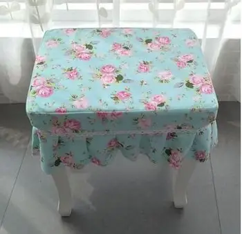 Kvetinový vytlačené klavírna lavica kryt kryt tkaniny pre make-up stoličky kockovaný vzor stolice kryt