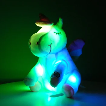30/40 cm Farebné LED Svietiace Žiariace Jednorožec Plyšové Hračky Roztomilý Zvieratá Jednorožec Hračky Kôň Bábika Darčeky pre Deti, Dievčatá, Narodeniny Dekor