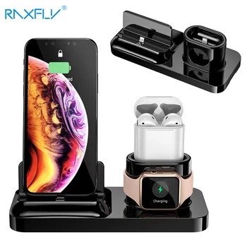 RAXFLY 3in1 Nabíjací Dock Stanica Pre iphone 11 Pro Max XR QI mobilný Telefón, Nabíjačka, Držiak Pre Apple Hodinky Airpods Základňu Držiaka