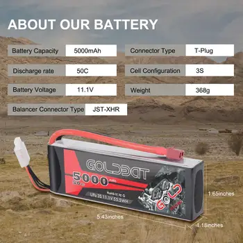 GOLDBAT 5000mAh 11.1 V 3S 50C Lipo RC Batériu mäkké Prípade s Dekani T a XT60 Konektor pre Axiálne RC Racing Truggy