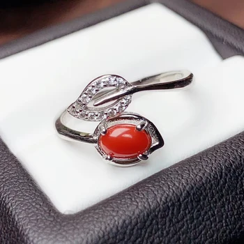 CoLife Šperky 925 Striebro, Červený Korál Krúžok pre Denné Nosenie 4*6mm Prírodných Drahých Coral Strieborný Prsteň Módne Strieborný Prsteň