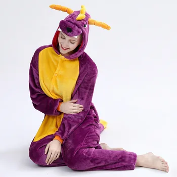 Spyro Dragon Onesie Anime, Komiksu Kigurumis Fialová Zvierat Pajama Ženy Muži Dospelých Zábavné Vyhovovali Zime Teplé Roztomilý Sleepwear Jumpsuit