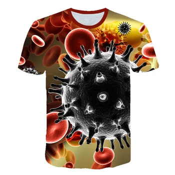 Letné Krátke Sleeve T-Shirt 3D Horor Bakteriálny Vírus Tee Bežné Muži Ženy Móda Ulice, Hip Hop, Topy, Unisex Oblečenie, Oblečenie