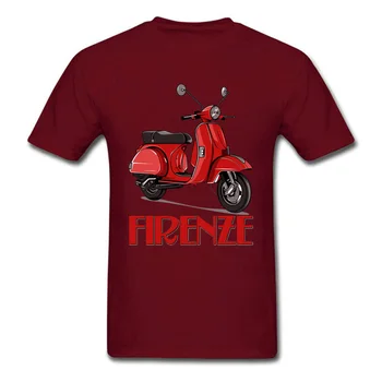 Firenze Piaggio Vespa Motorových Taliansko Červené Biele Tričko Najvyššej Kvality Pohodlné Bavlnené Tričká Pre Mužov Mini Motocykel Cyklus Obrázok