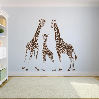 Žirafa Stenu Odtlačkový Žirafy Rodiny Vinylové Nálepky na Stenu Safari Zvierat Vzor Domáce Dekorácie Pre Škôlky, Baby, Deti, Spálňa LL2366
