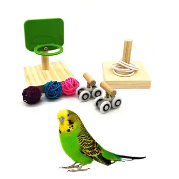 1Set Pet Vták Žuvanie Hračky Papagáj Basketbalová Obruč Prop Trik Stola Krúžok Mini Kolieskové Korčule Parakeet Inteligencie Školenia Puzzle