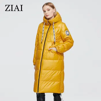 ZIAI 2020 ženy vetrovka Biele big kožušiny golier hotsale zimné žena bunda list módny štýl lady kabát pôvodné kvality ZR-3568