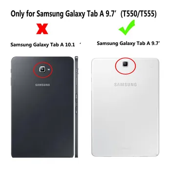 Smart Case pre Samsung Galaxy Tab 9,7 T550 T555 P550 SM-T550 SM-T555 Kryt Funda Stojan Pu Kožené puzdro pre Samsung Tab 9,7