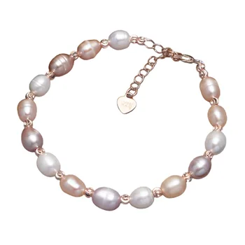 Jednoduchý Dizajn prírodné sladkovodné perly náramok pre ženy skutočnou perlou Korálky string žena nastaviteľné malé korálky šperky