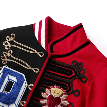 Skladom K Dispozícii 2019 Ženy Móda Nadrozmerné Jedinečnú Mozaiku Dizajn S Bavlnená Podšívka, Alebo Nie, Červená Farba Hot Baseball Jacket