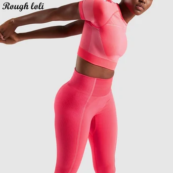 2 ks ultra hladký jogy sada pre ženy cvičenie telocvični plodín top vysoký pás bezšvíkové legíny fitness telocvični oblečenie športové oblek