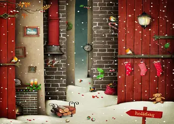 Capisco Vianočné Rozprávky Pozadie Fotografie snowflake Červený Komín Pozadí Dieťa Dieťa Deti Photo Studio Photobooth Prop