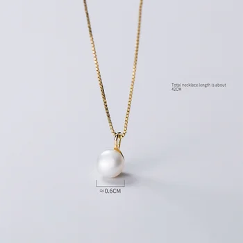 WANTME Skutočné 925 Sterling Silver Box Reťazí Geometrické Baroková Perla Prívesok Charms Náhrdelník pre Ženy kórejskej Strany Šperky