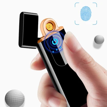 Dual Arc Plazma Ľahšie Dotykový Snímač Odtlačkov prstov USB Nabíjanie Vetru Malé, Ľahké Zliatiny Zinku USB Cigarety Gadgets