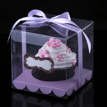 12PCS/VEĽA Transparentné Cupcake Box Jasné, Cake Box S Nálepkou A Vložte Svadobné Cupcake Box Babyshow Party Cup Tortu Boxy