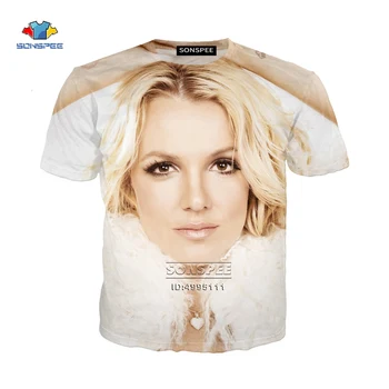 SONSPEE 3D Tlač Spevák Hot Sexy Dievča Speváčka Britney Spears Harajuku Žien T-shirt Lete pánske Tričko Bežné Topy Streetwear