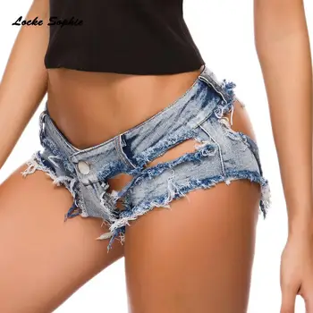 Nízky pás Sexy Dámske džínsové šortky 2021 Lete denim bavlna Spojov Dámy rozbité otvor Chudá nočný klub super Sexy krátke džínsy