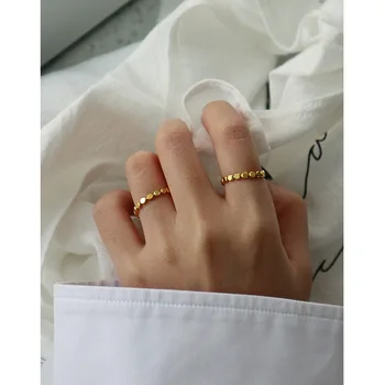 Elegantné 925 sterling silver geometrické oblate korálky prstene pre ženy, jemné šperky, jednoduchá žena prst prsteň strieborný príslušenstvo