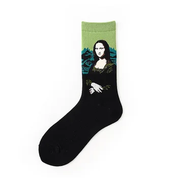 Známeho Diela Olejomaľba Ponožky Muži Ženy Retro Van Gogh Mona Lisa Gustav Klimt Dlhé Ponožky Zimné, Jesenné Bavlnené Ponožky