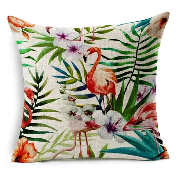 Tropické rastliny flamingo vankúš jemnú bielizeň domov dekoračné vankúše, kvalitné tlačené 45x45cm vankúš Nordic obliečka na vankúš