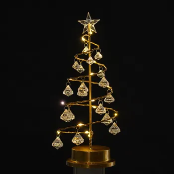 Led kovaného železa nočného crystal Vianočný stromček lampa darček k narodeninám miestnosti, spálne dekorácie stolná lampa
