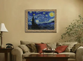 Profesionálny Umelec Ručné Vysoká Kvalita Reprodukcie Vincent Van Gogh Olejové Maľovanie, Hviezdna Noc Olejomaľba Na Plátne