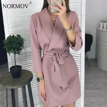 NORMOV Ženy Vintage Šaty s Oknami V Krku Dámy Bežné Šaty, Elegantný Mini Jar Roku 2020 Dlhý Rukáv Šaty