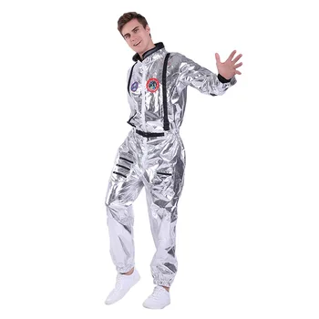 Skafander Pre Mužov Dospelých Plus Veľkosť Astronaut Kostým Silver Pilot Kostýmy 2019 Nový Príchod Halloween Kostým Jeden Kus Jumpsuit