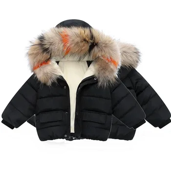 Zimné detí nosenie Plyšové pribrala bavlna kabát windbreaker kabát Nových chlapcov a dievčatá stredná dĺžka Plyšové pás látková bunda