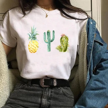 Ženy Lady Tees Grafické Tlače Rastlina, Kvet Kaktus Rastlín Mujer Camisetas Šaty, Topy Oblečenie Žien T Shirt Dámske Tričko