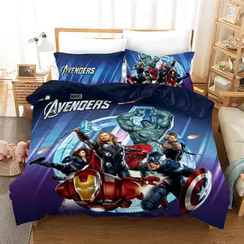 Avengers Hrdinovia posteľná bielizeň Nastaviť Hulk Iron-Man, Kapitán Amerika, Thor Deka Perinu 3 ks pre Deti Spálne Dekorácie, Posteľná Bielizeň