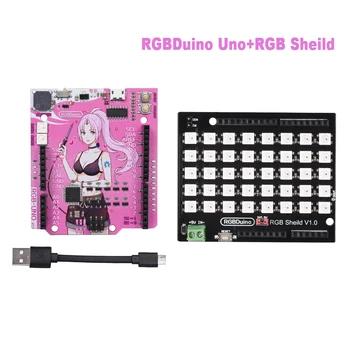 RGBDuino UNO V1.1/V1.2 Demooard + RGB Štít LED Panel ATmega328P Čip CH340C VS Arduino UNO R3 Pre mega 2560 Raspberry Pi 4/Pi3