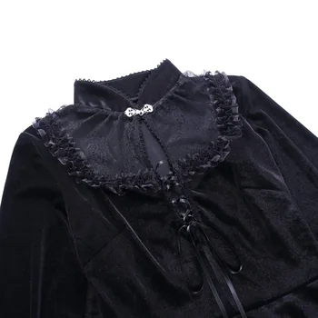 InsDoit Gotický Sexy Čipkou Čierne Šaty Vintage Elegantné Vysoký Pás Šaty Žien Harajuku Sexy Duté Večierok Noc Formálne Šaty