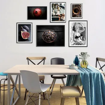 Jedlo Kuchyňa Plagát Kávy Rastlinné Steny Umelecké Plátno Tlačiť Maľovanie Dekoratívny Obraz, Moderný Minimalistický Jedáleň Dekorácie