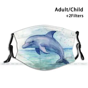 Dolphin Akvarel 3d Tlač Opakovane Úst Maska Umývateľný Filter Proti Prachu Masku na Tvár Dolphin Akvarel Akvarel