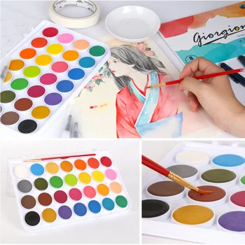 12/24/36 Farby Solid Akvarelové Farby Farby Box s Štetec Svetlé Farby Prenosné Akvarel Pigment Nastaviť Dropshopping