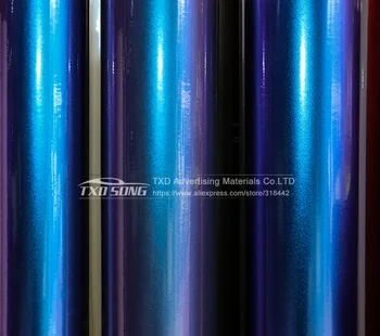 Premium kvalita 3 Vrstvy Fialové Modré Lesklé Diamond Chameleon Lesk Vinyl Zábal Film Bubliny Zdarma Pre Auto Auto dekorácie