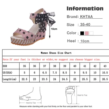 Ženy Sandále Dot Bowknot Dizajn Platformu Klinu Žena Bežné Vysokej Zvy Topánky Dámske Módne Členok Popruh Otvorené Prst Sandále