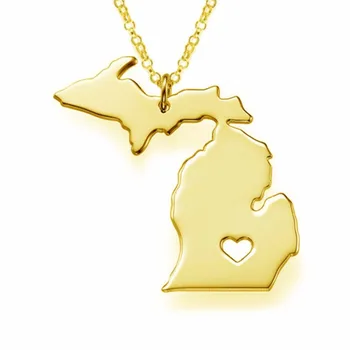 Mapu Európy a USA náhrdelník z Michigan state mapu náhrdelník s príveskom