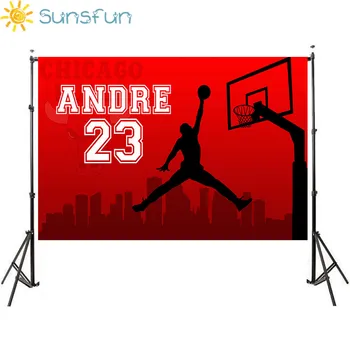 Sunsfun 7x5FT Červená Basketbal Tému Oslava Narodenín Pozadie pre Photo Studio Fotoaparát Fotografica