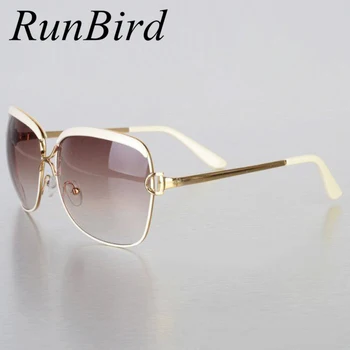 RunBird Módne Slnečné Okuliare Ženy Rám Populárne Luxusné Značky Dizajnér Odtiene Slnečné Okuliare Infantil Oculos De Sol Feminino R547
