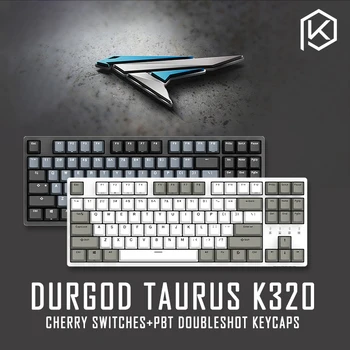 Durgod 87 býk k320 mechanické klávesnice pomocou cherry mx prepínače pbt doubleshot keycaps hnedá modrá čierna červená strieborná prepínač