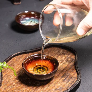 3ks/set Creative Pece Zmeniť Teacup nastaviť Farebné Teacups Pigmentované Jianzhan Kung Fu Čajových Šálok Čaju Misy Drinkware