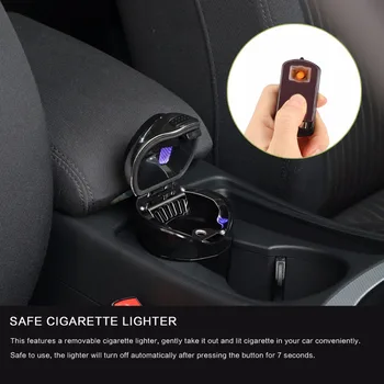 3 V 1 Nabíjateľná Auto LED Popolník Auto Koša Vymeniteľné Cigaretový Zapaľovač s LED Svetlom Pre Auto Držiak