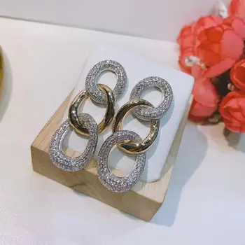 Luxusné kolo drop Visieť Náušnice Pre Ženy Príslušenstvo Full Cubic Zirconia Náušnice Šperky pendientes mujer moda E9102