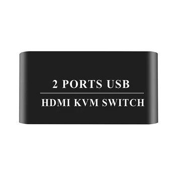 2 V 1 Z KVM Prepínač Podporu Zdieľaných Klávesnice, Myši, Tlačiarne Kompatibilný s HDMI U Diskov a USB Zariadenia Ručné Prepínanie 2 Port Box 4K
